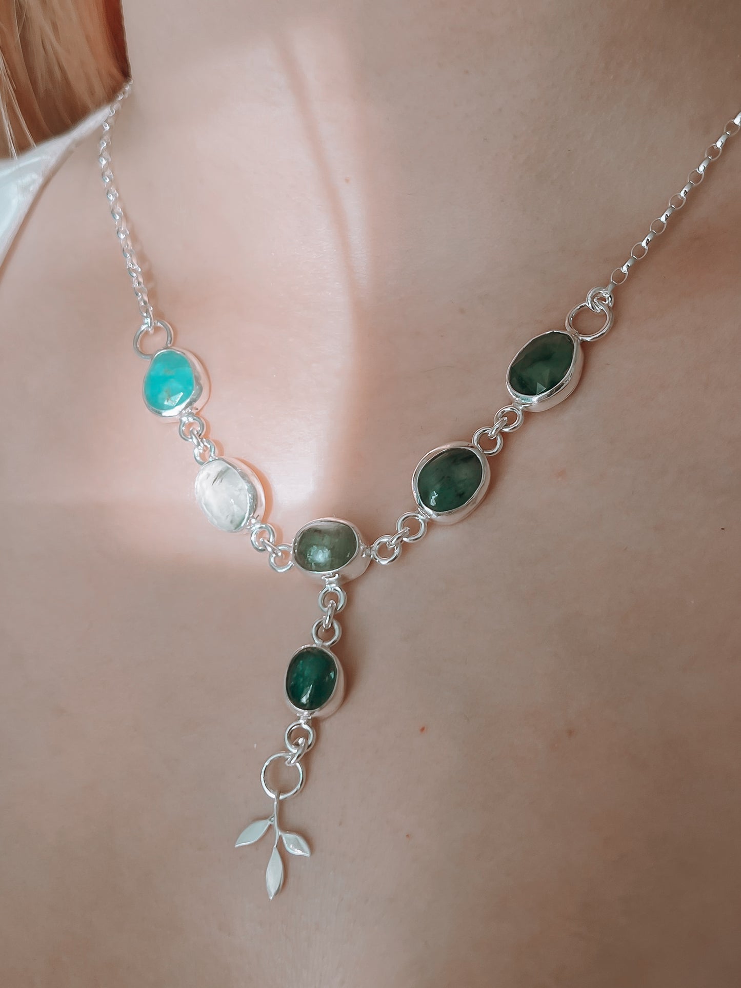 Fairy Necklace - Hemimorphite, Prehnite, Green Kyanite, mint Kyanite, Emerald & chrome Chalcedony