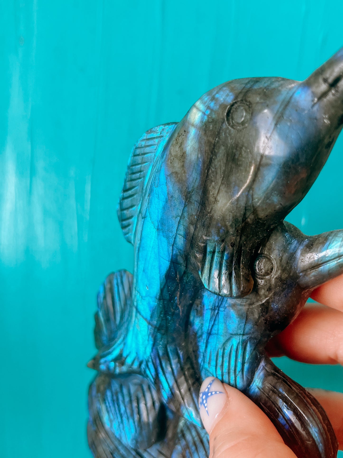 Labradorite - polished Dolphin Statue
