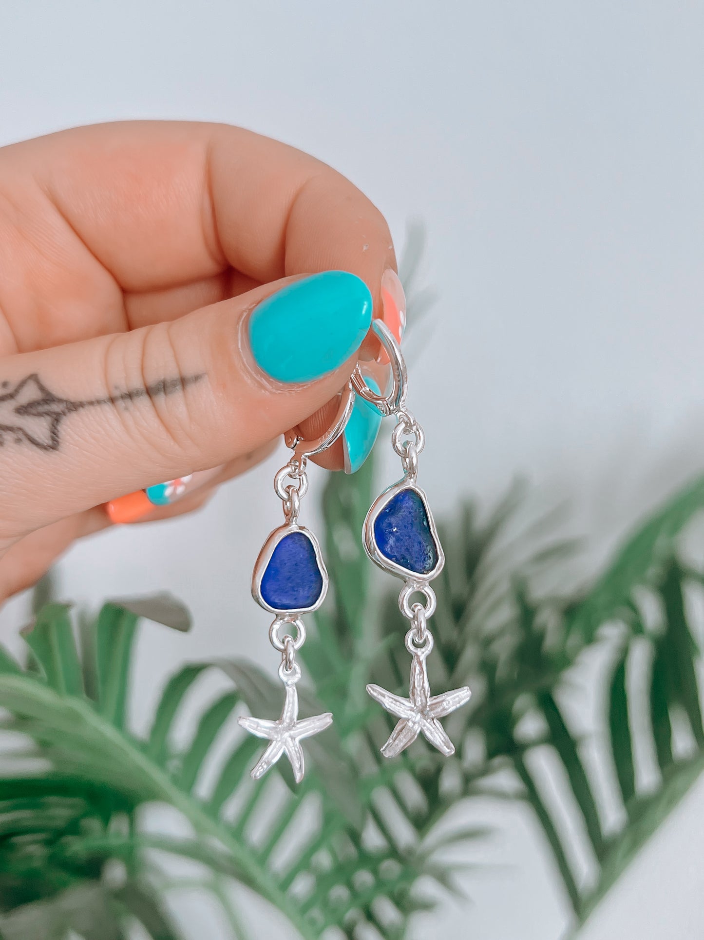Seaglass Starfish Earrings