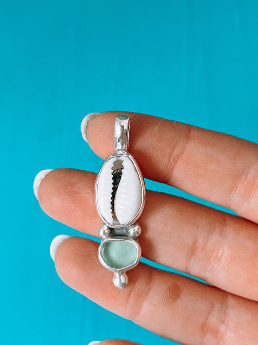 Cowrie Shell x Seaglass Charm / Pendant