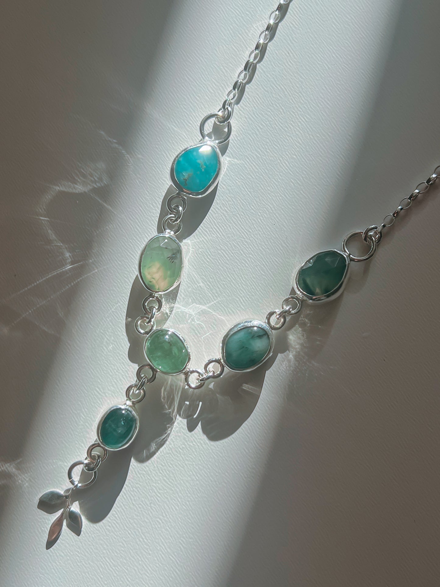 Fairy Necklace - Hemimorphite, Prehnite, Green Kyanite, mint Kyanite, Emerald & chrome Chalcedony