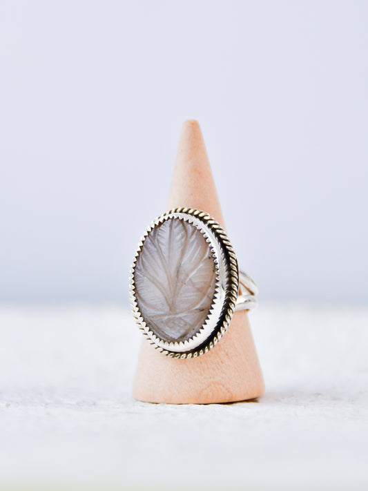 Moonstone Flower Ring (8.5)