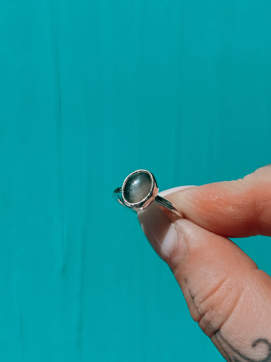 Silky Black Moonstone Ring (6.5)