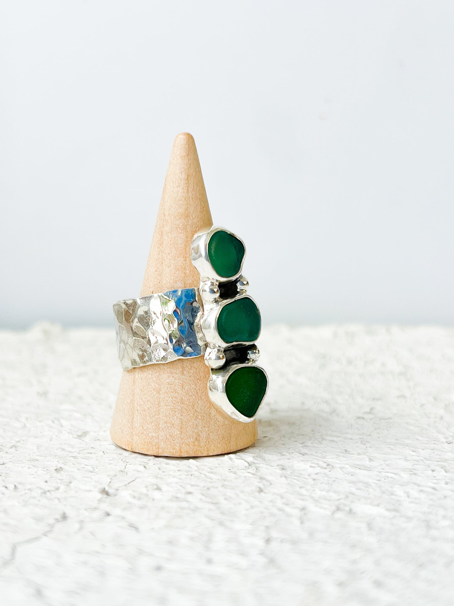 Triple Seaglass Ring (8.5)