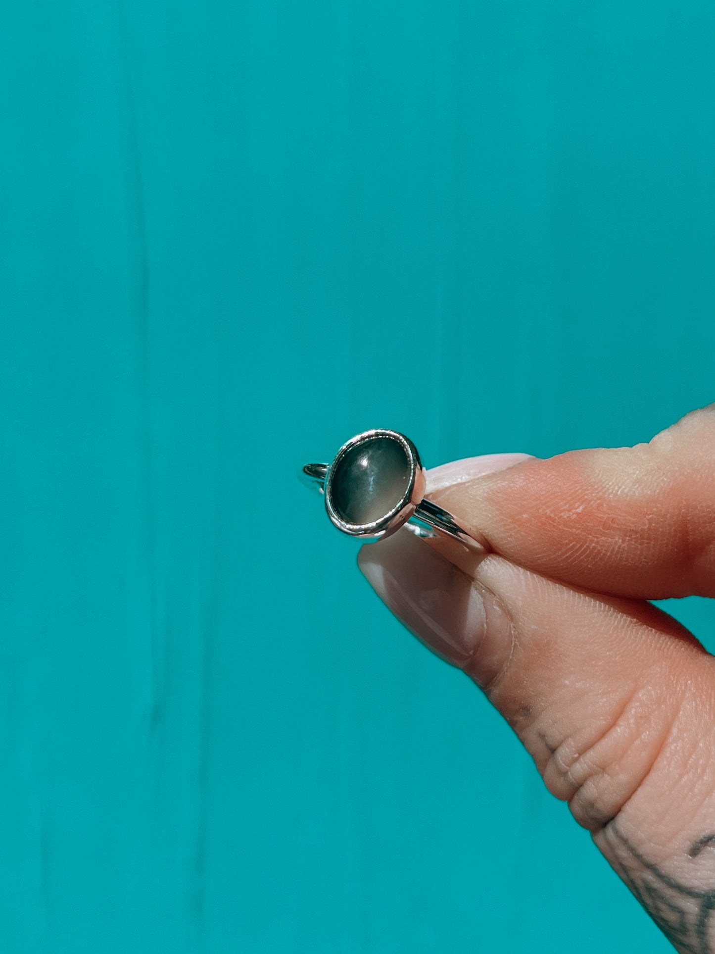 Silky Black Moonstone Ring (6.5)