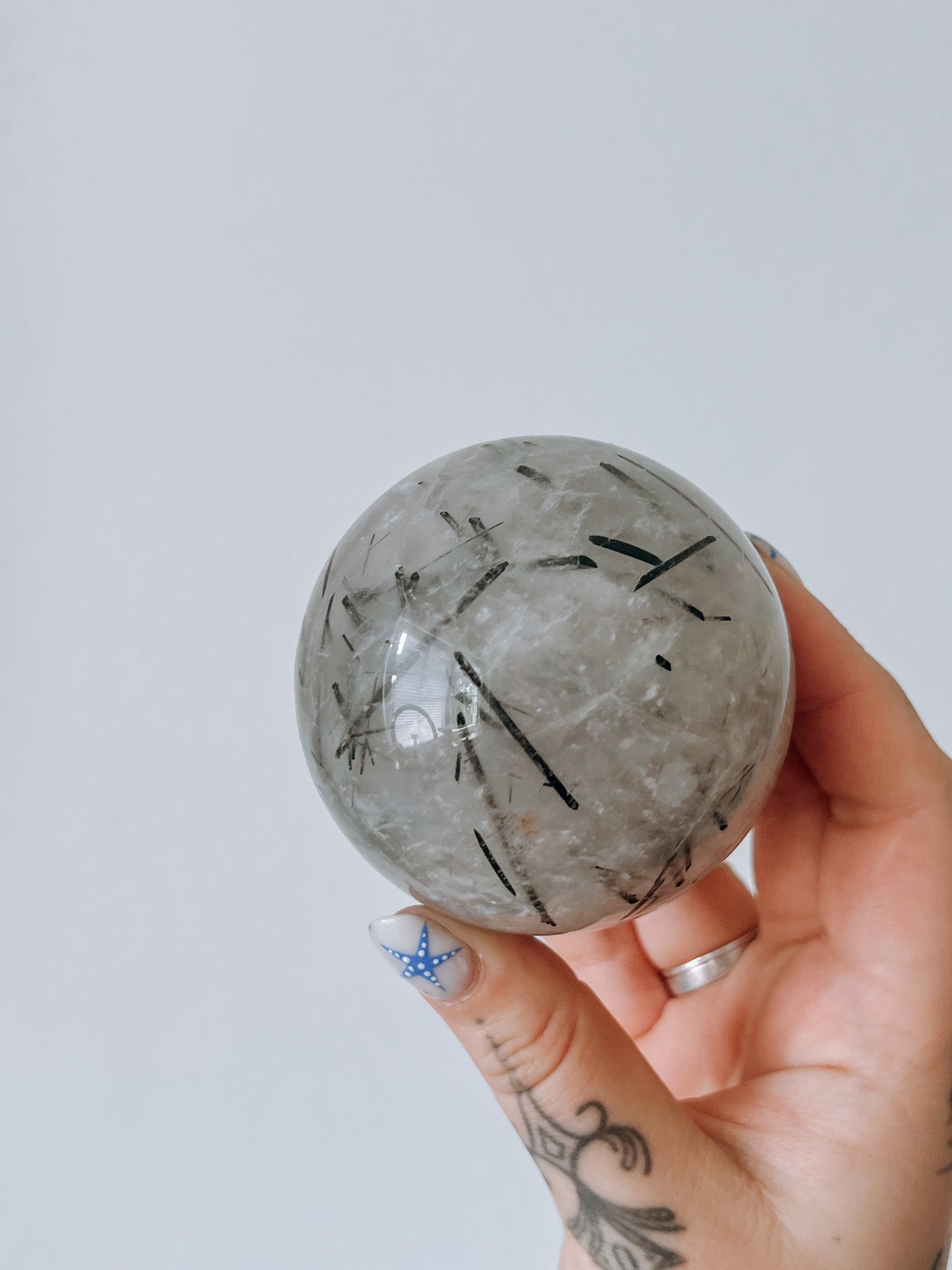 Tourmalinated Quartz - polished Sphere