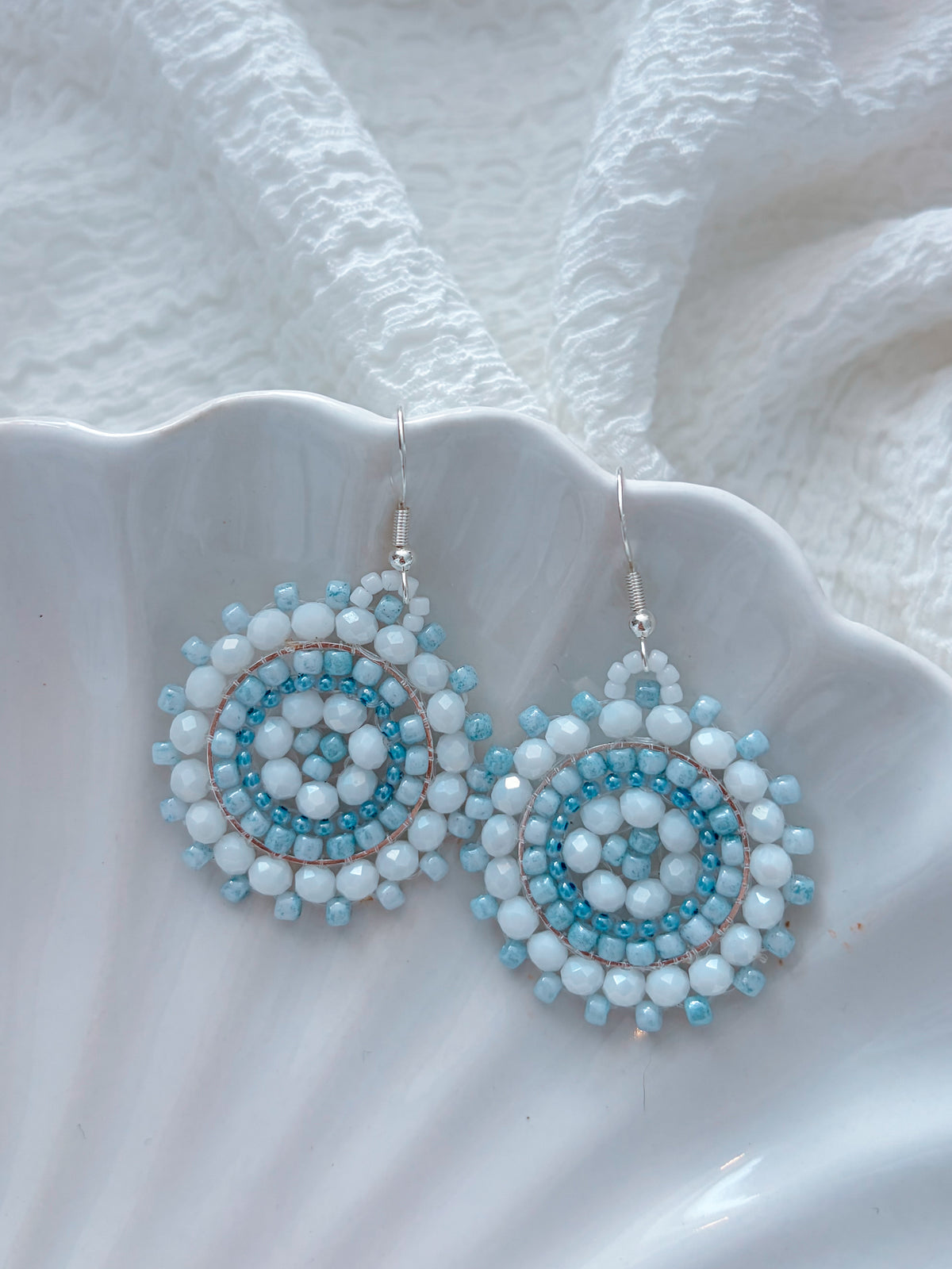 Cloud Cream - beaded earrings