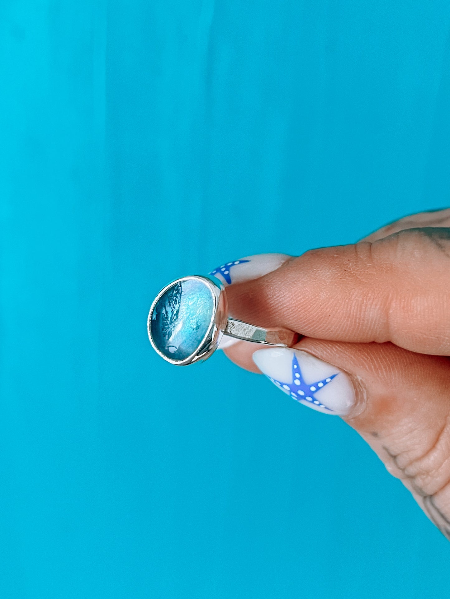 Blue Fluorite Ring (9.5)