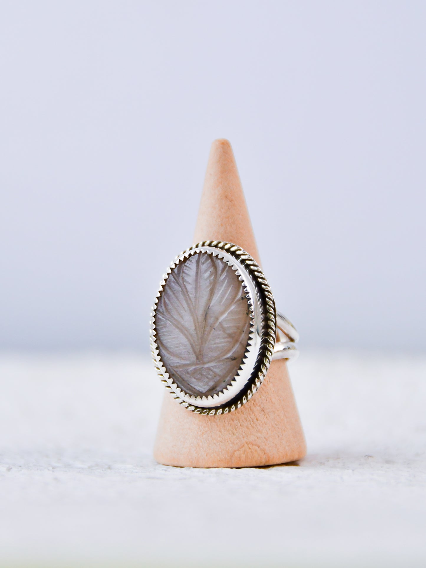 Moonstone Flower Ring (8.5)