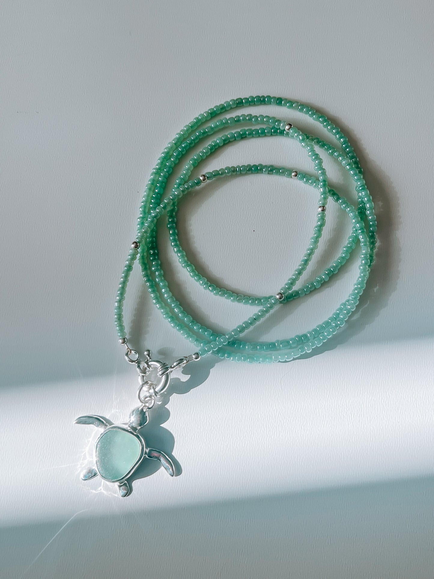 Seaglass Turtle Wrap Necklace
