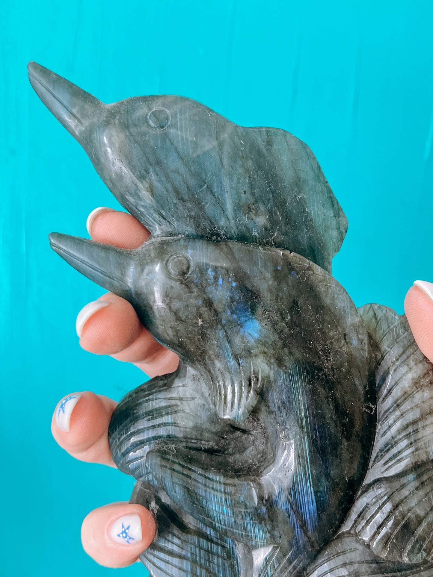 Labradorite - polished Dolphin Statue