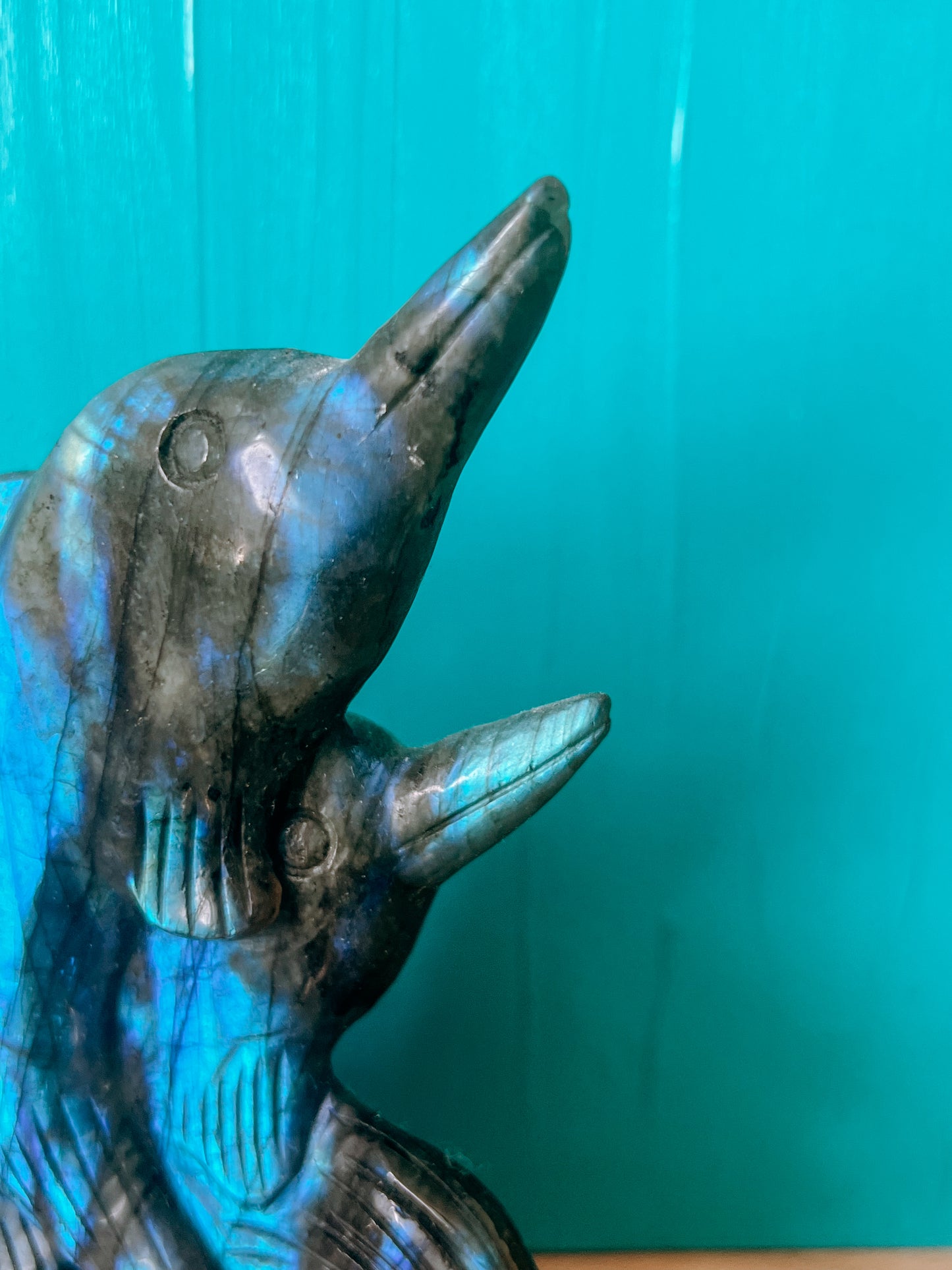 Labradorite - polished Dolphin Statue