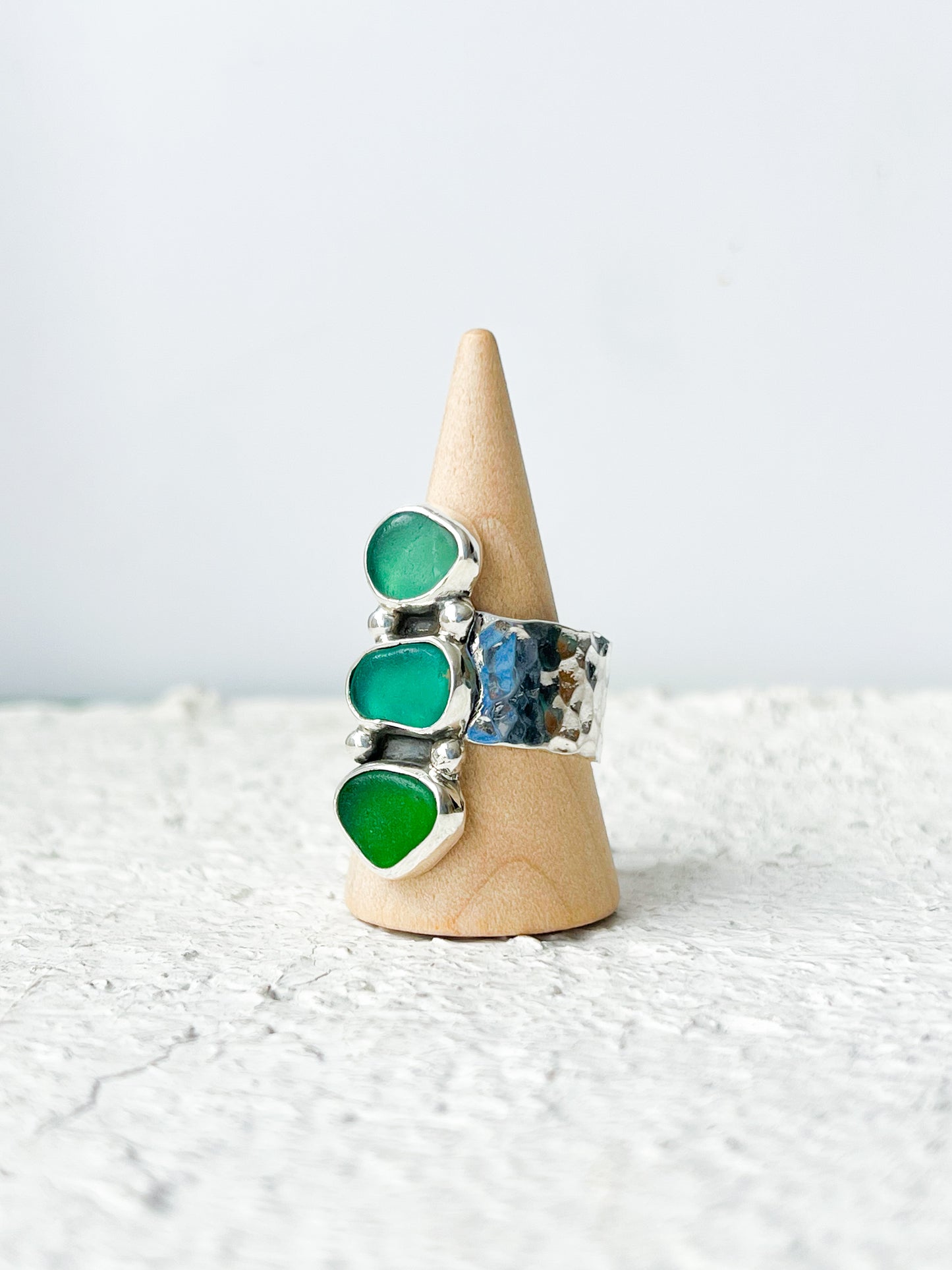 Triple Seaglass Ring (8.5)