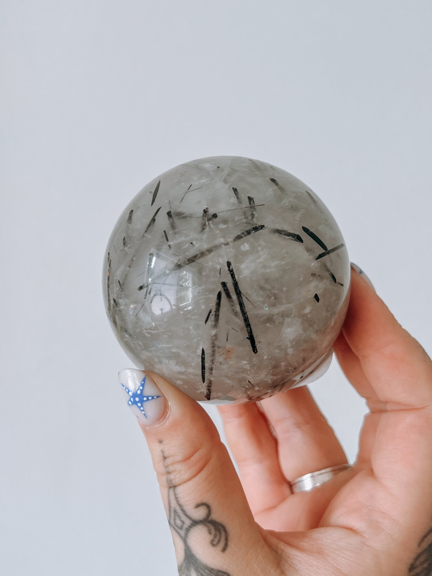 Tourmalinated Quartz - polished Sphere