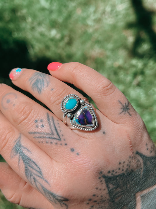 Purple Dahlia Turquoise Ring (8)