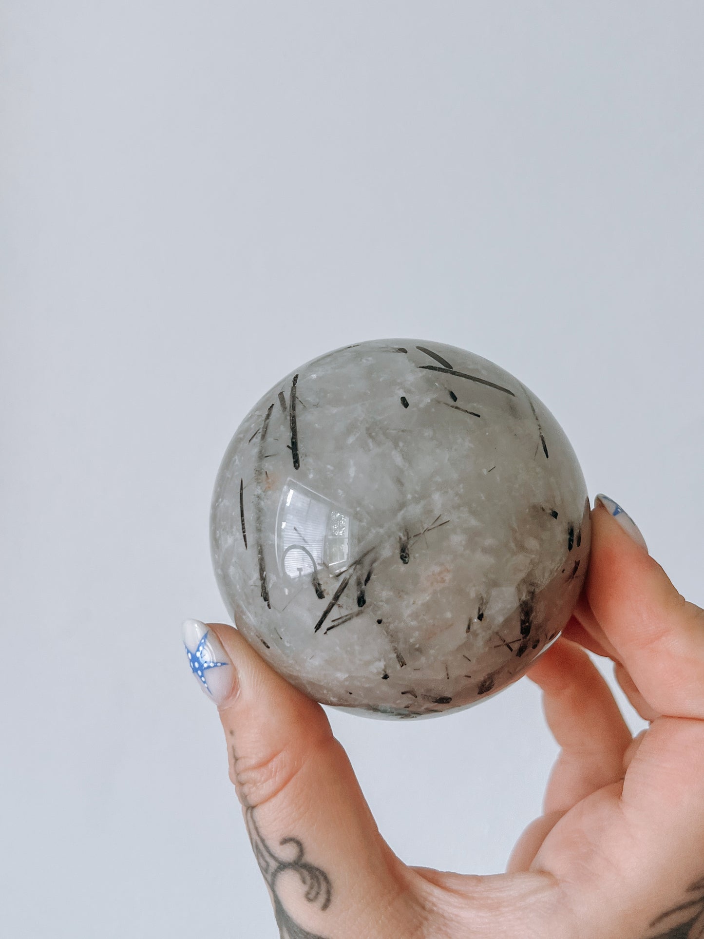 Tourmalinated Quartz - polished Sphere