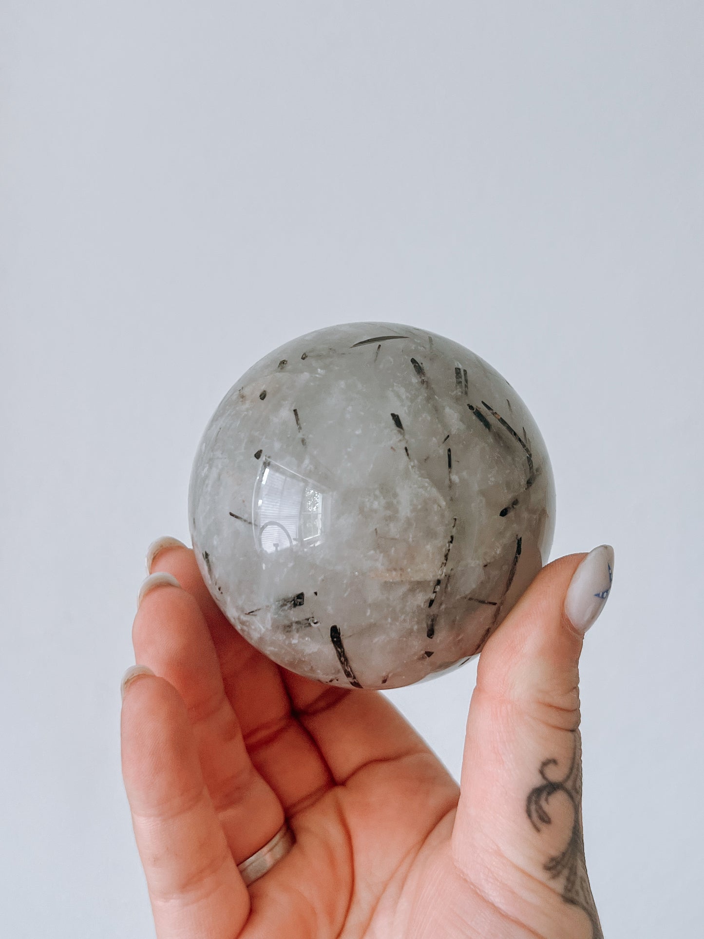 Tourmalinated Quartz - polished Sphere