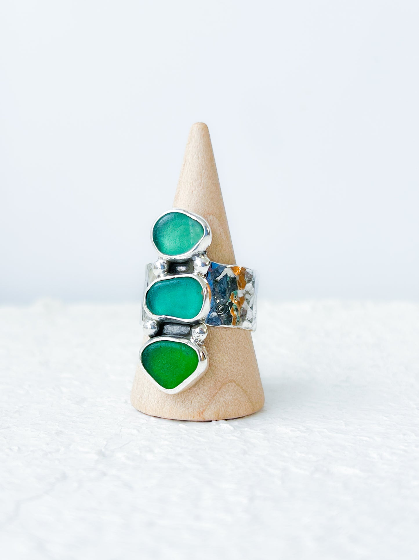 Triple Seaglass Ring (8.5)