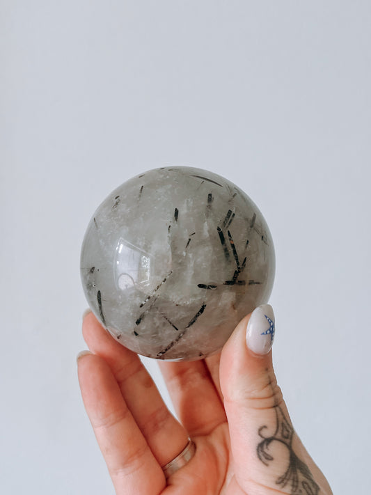 Tourmalinated Quartz - polished Sphere