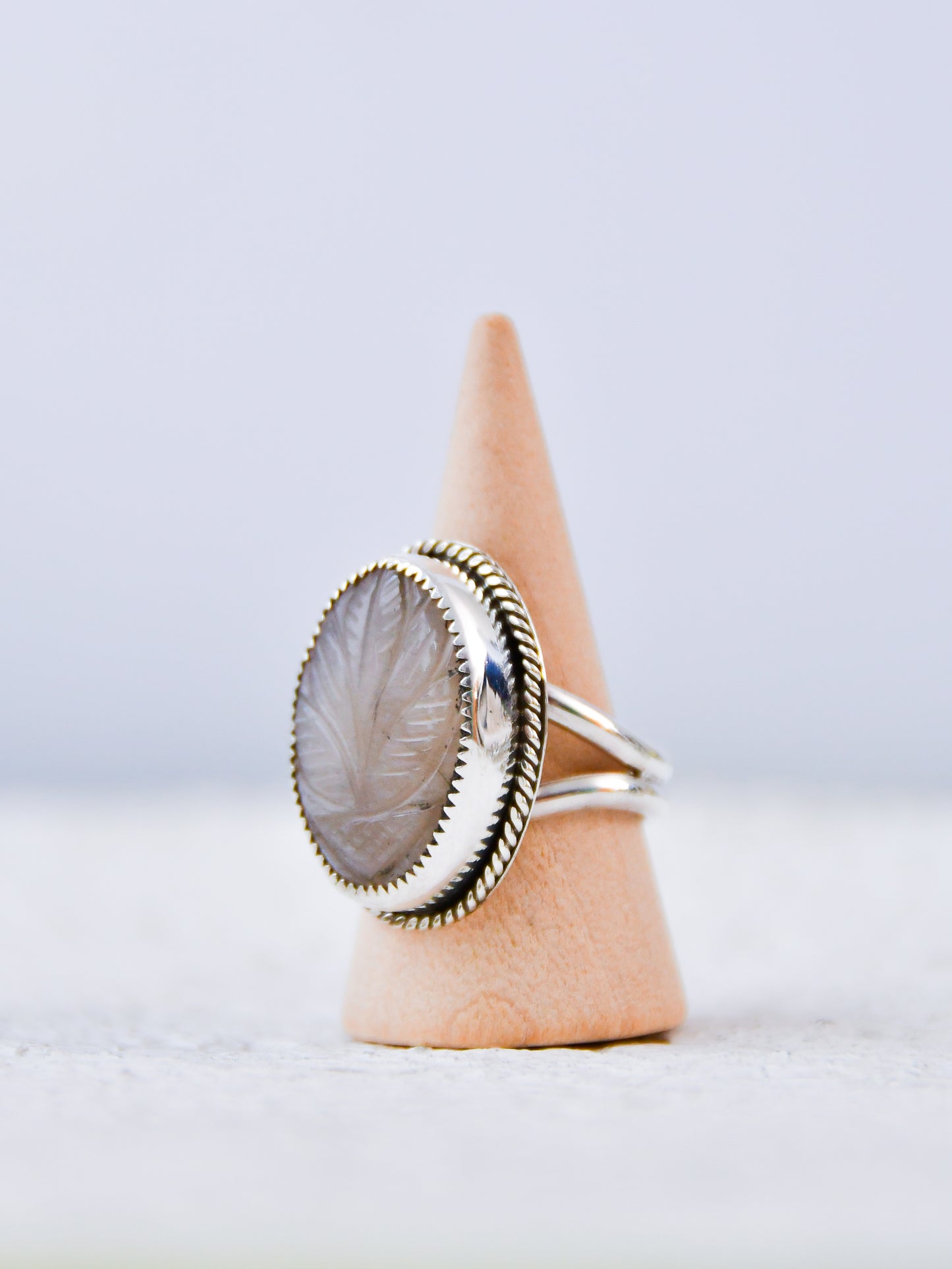 Moonstone Flower Ring (8.5)