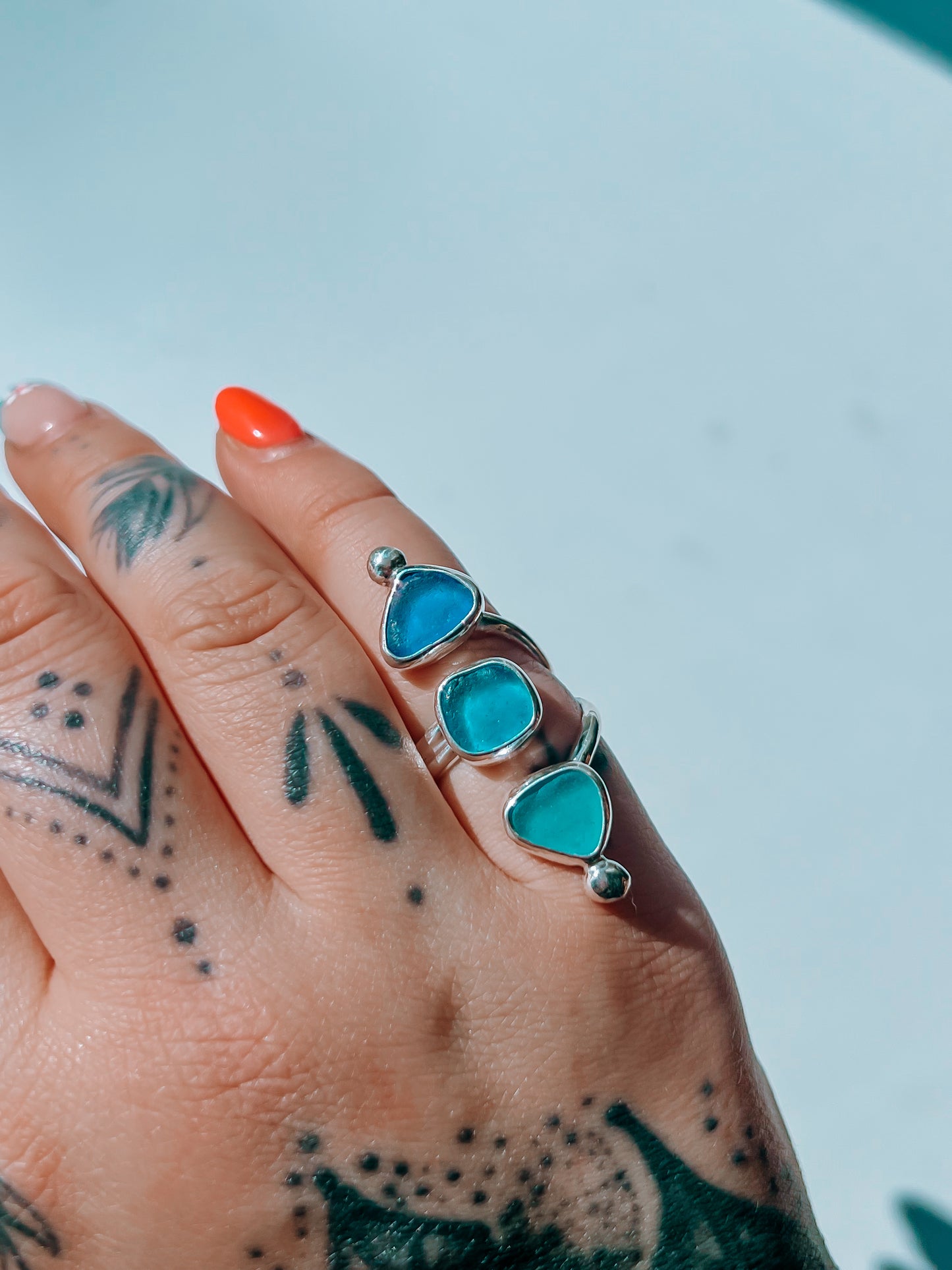 Seaglass Triple split ring (7)