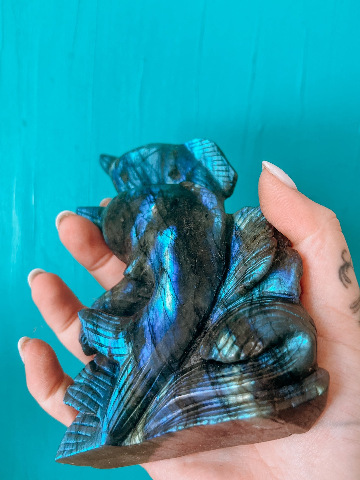 Labradorite - polished Dolphin Statue