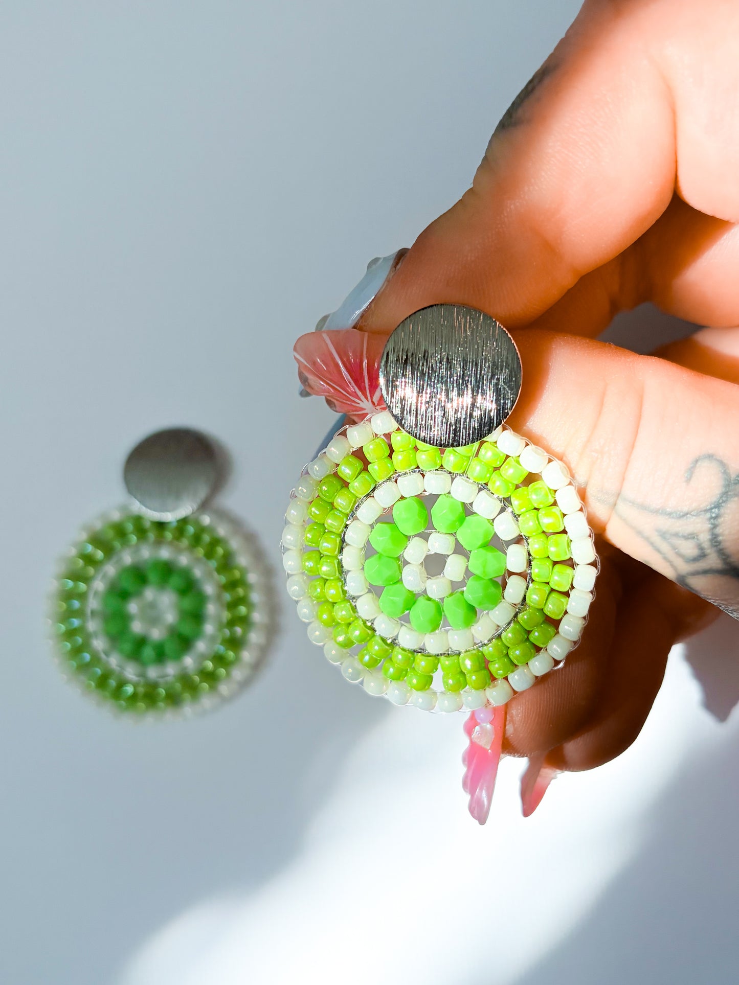 Lime - beaded earrings