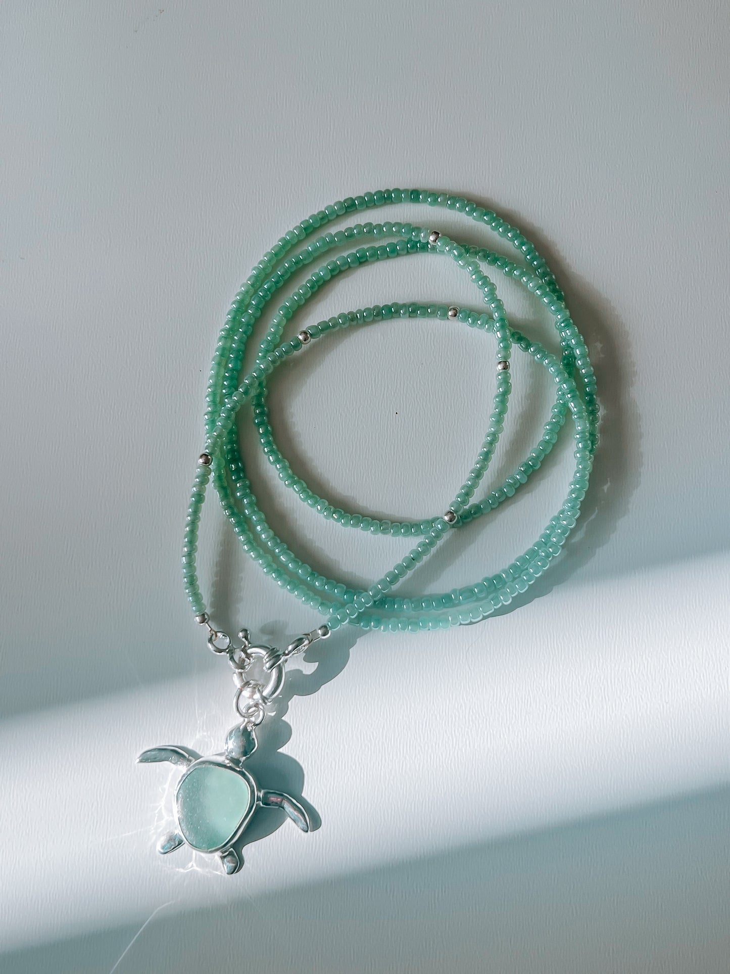 Seaglass Turtle Wrap Necklace