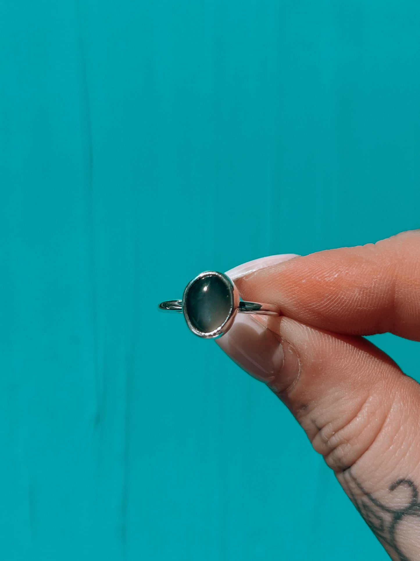 Silky Black Moonstone Ring (6.5)