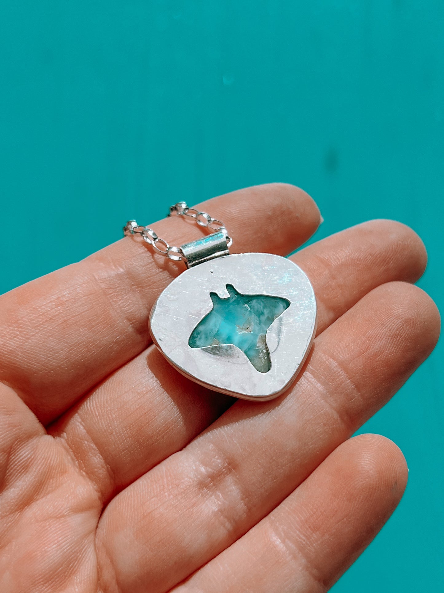 Larimar Manta Ray Necklace