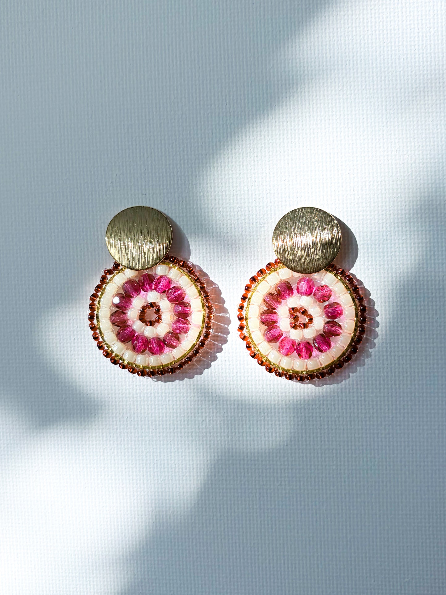 Cherries and Cream - beaded earrings
