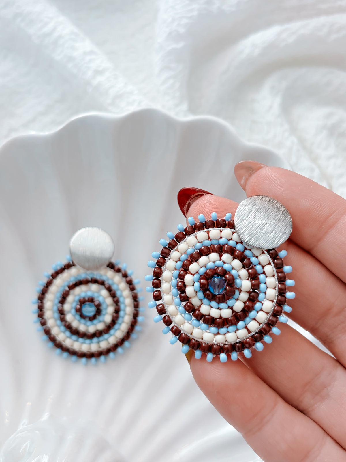 Sweater - beaded earrings