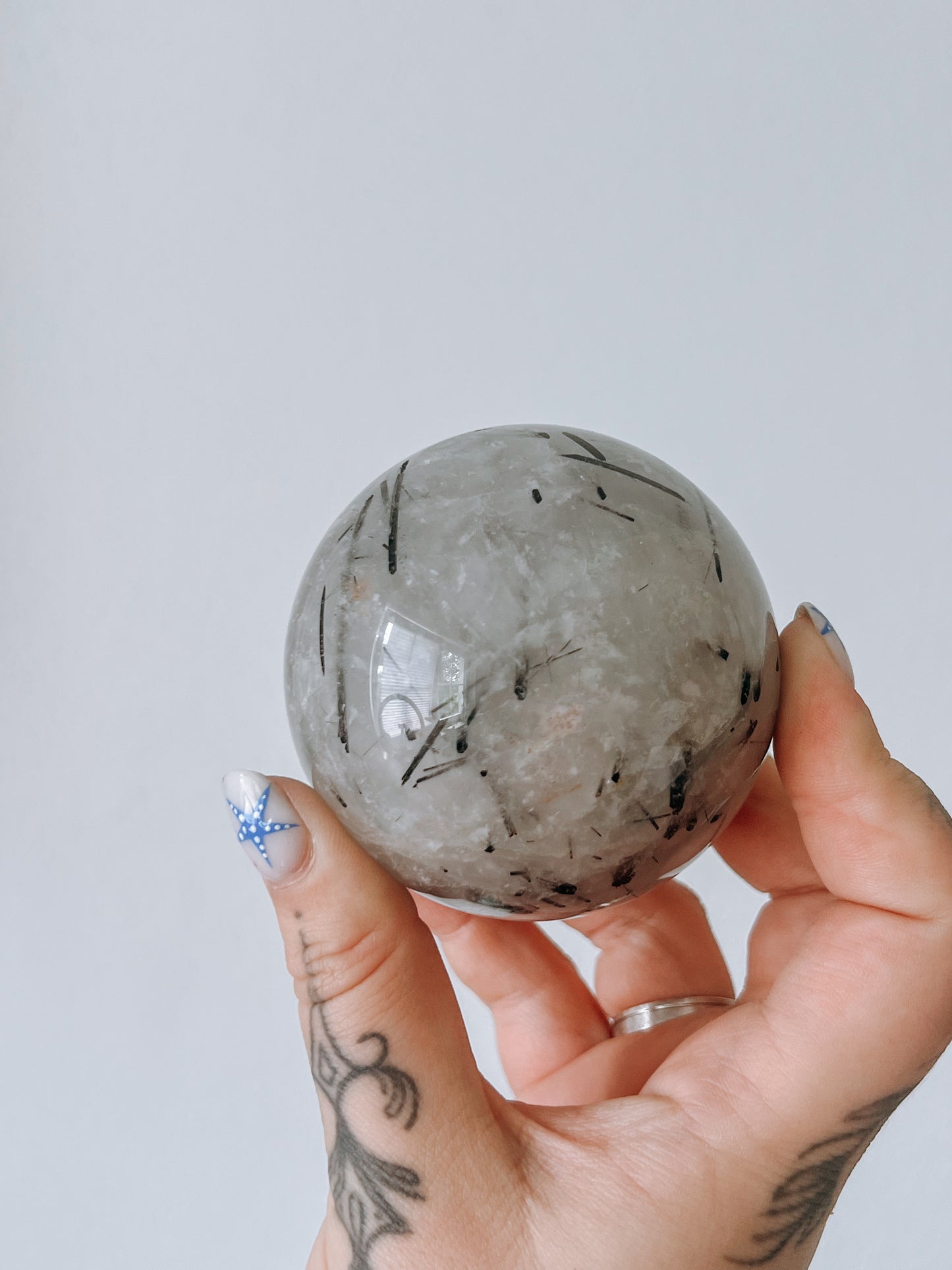 Tourmalinated Quartz - polished Sphere