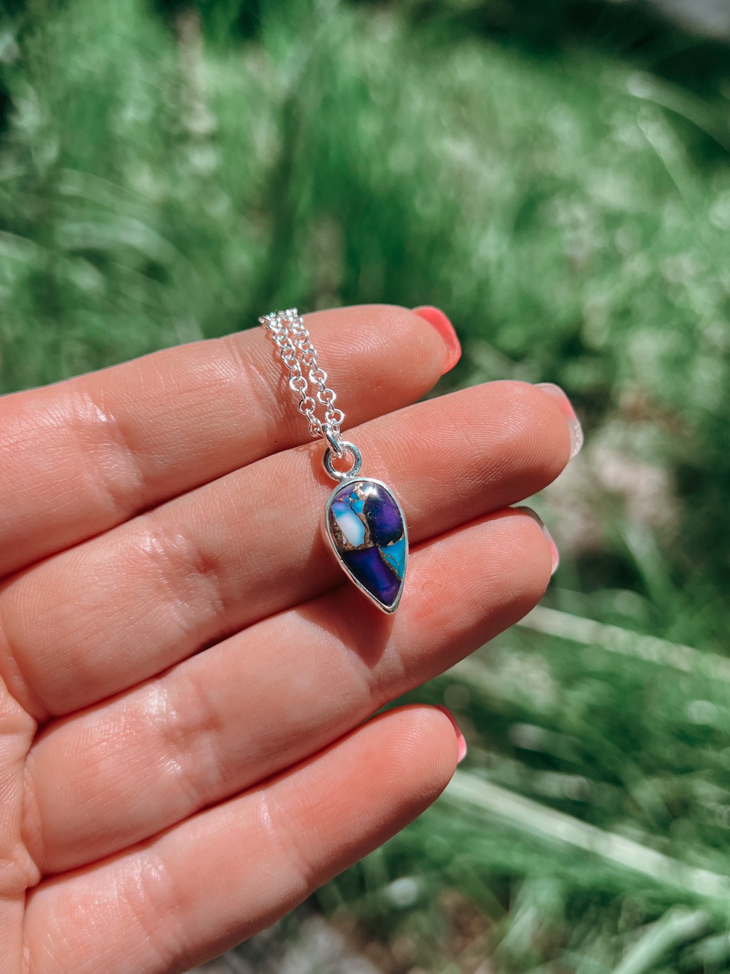Purple Dahlia Turquoise Necklace