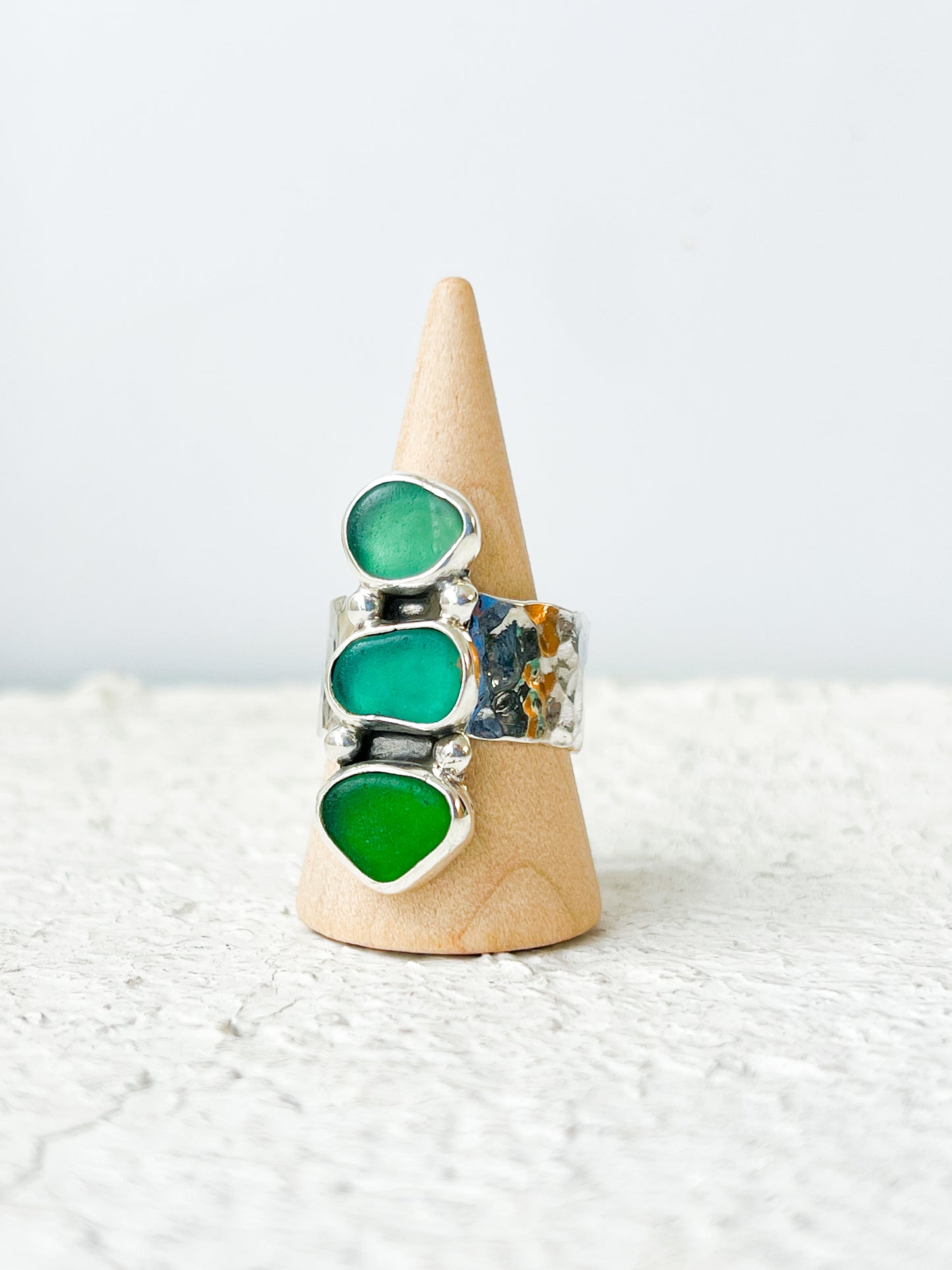 Triple Seaglass Ring (8.5)