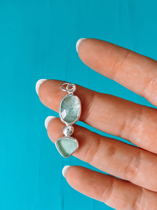 Aqua Kyanite x Seaglass Charm / Pendant