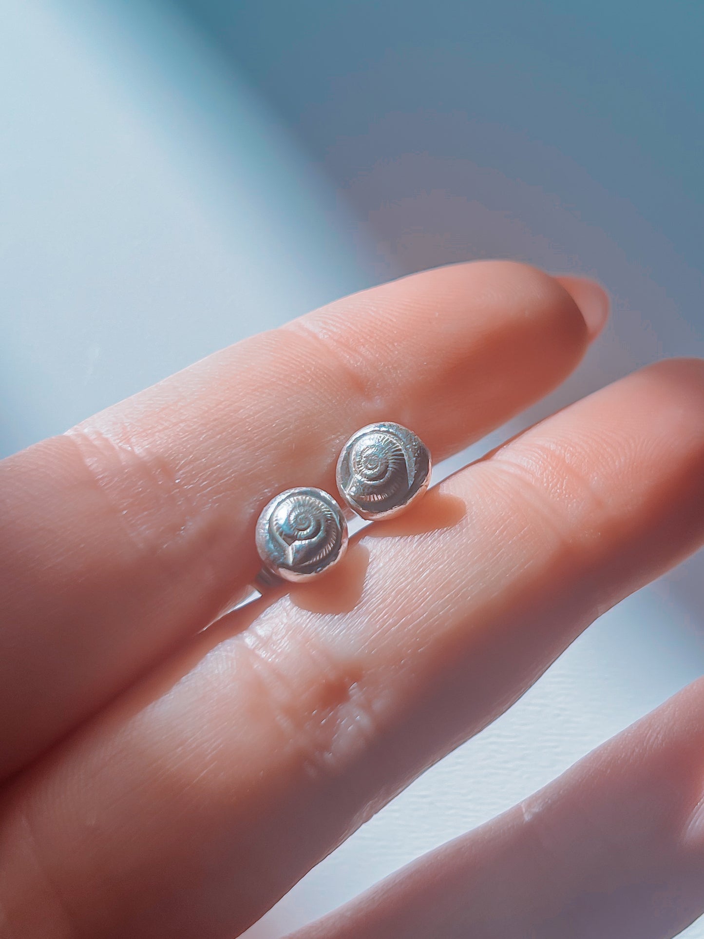 Recycled Silver Ammonite Stud Earrings