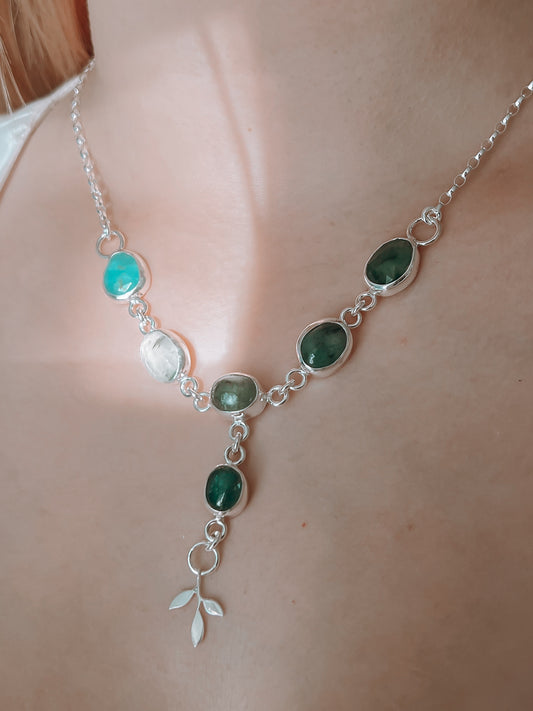 Fairy Necklace - Hemimorphite, Prehnite, Green Kyanite, mint Kyanite, Emerald & chrome Chalcedony
