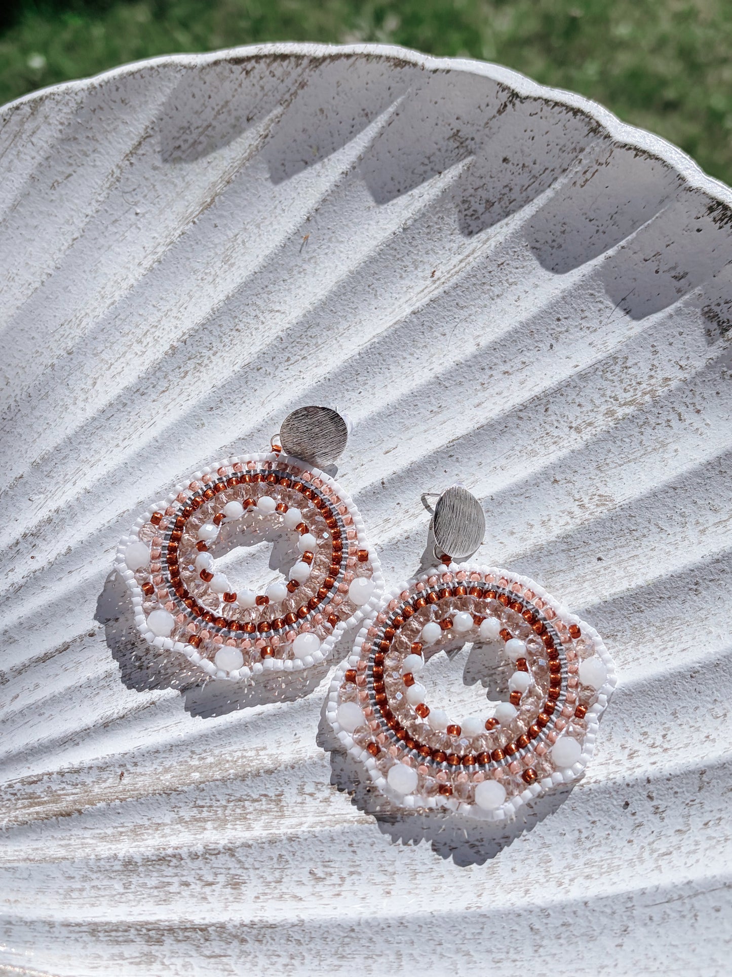 Coconut Milk - beaded Earrings