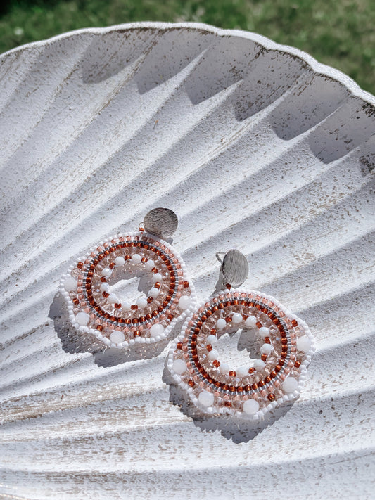 Coconut Milk - beaded Earrings