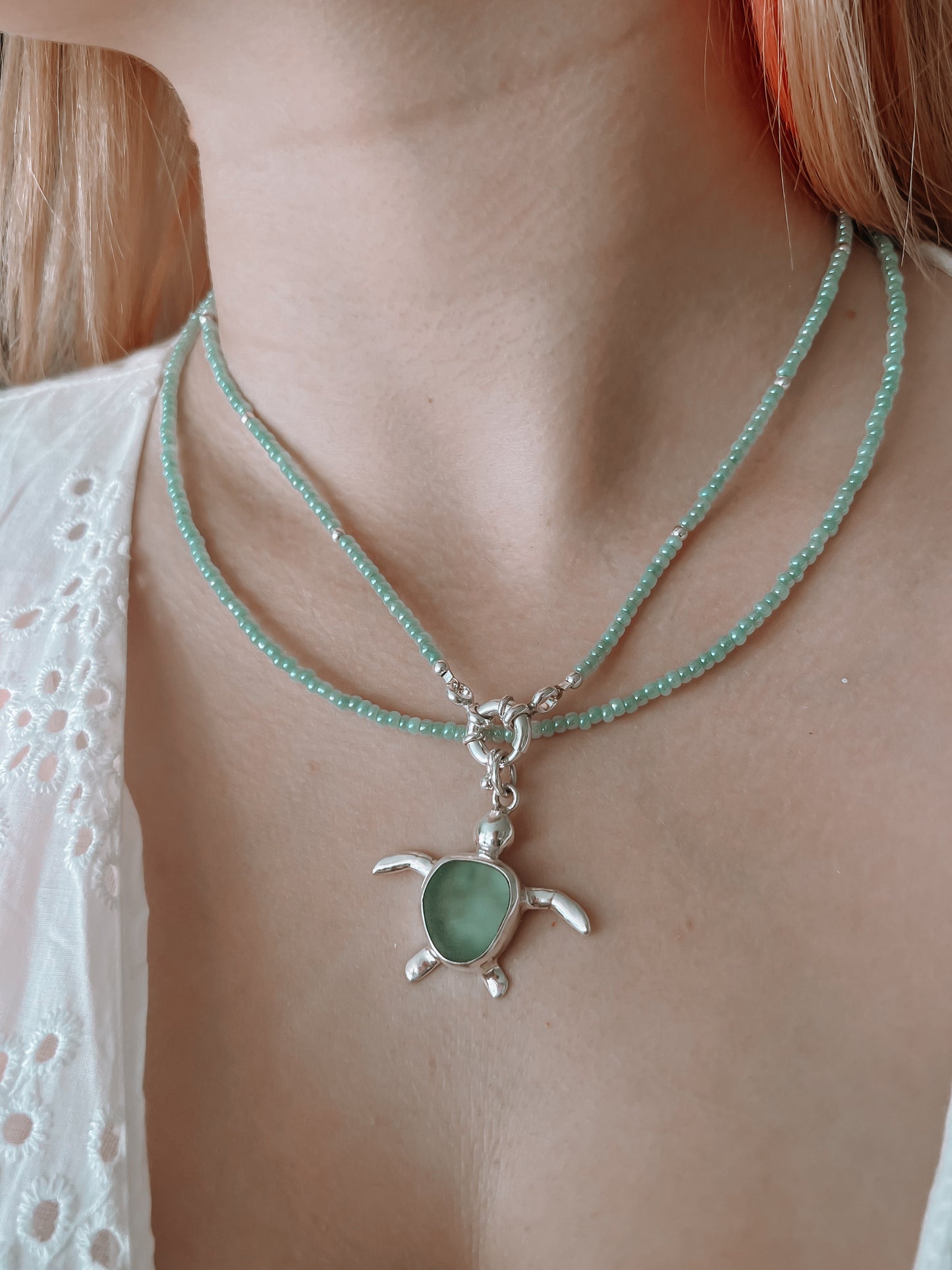 Seaglass Turtle Wrap Necklace
