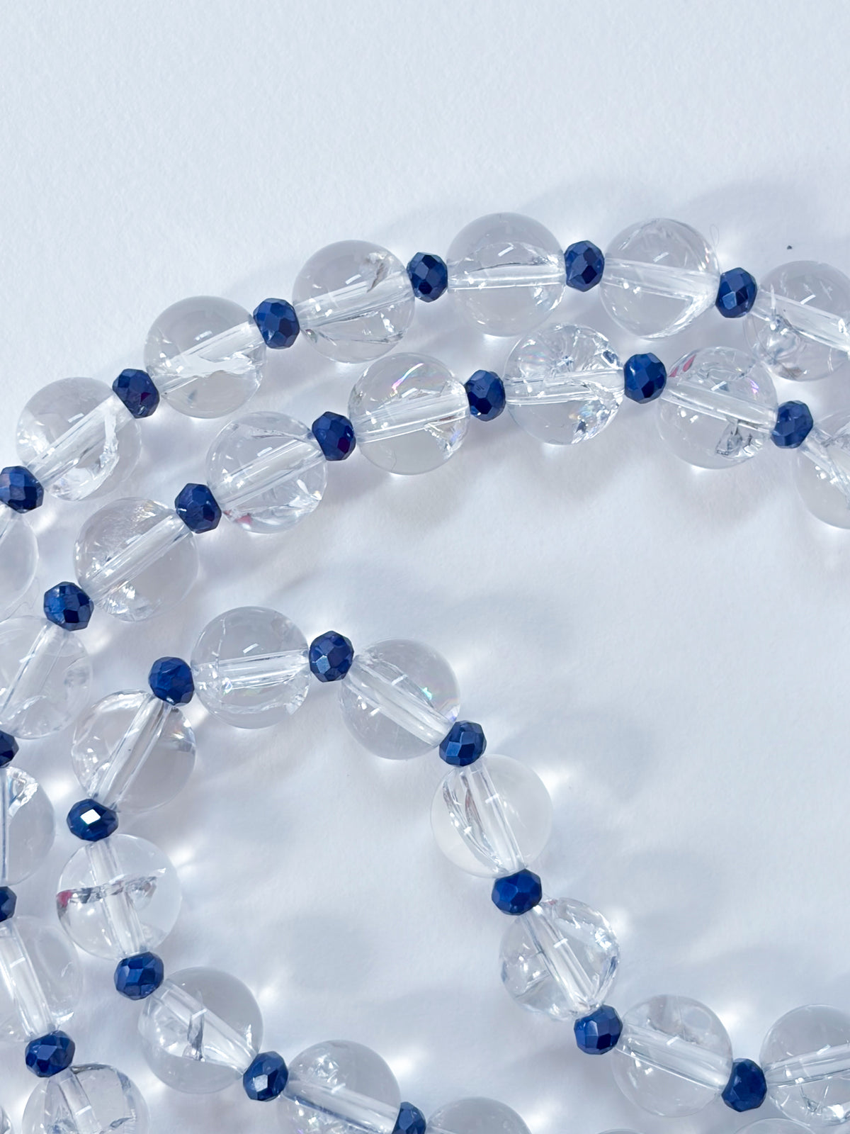Rainbow Fish - clear Quartz beaded Necklace with toggle clasp