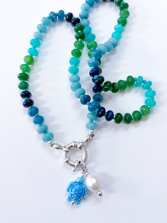 coral Reef - beaded Necklace with charms