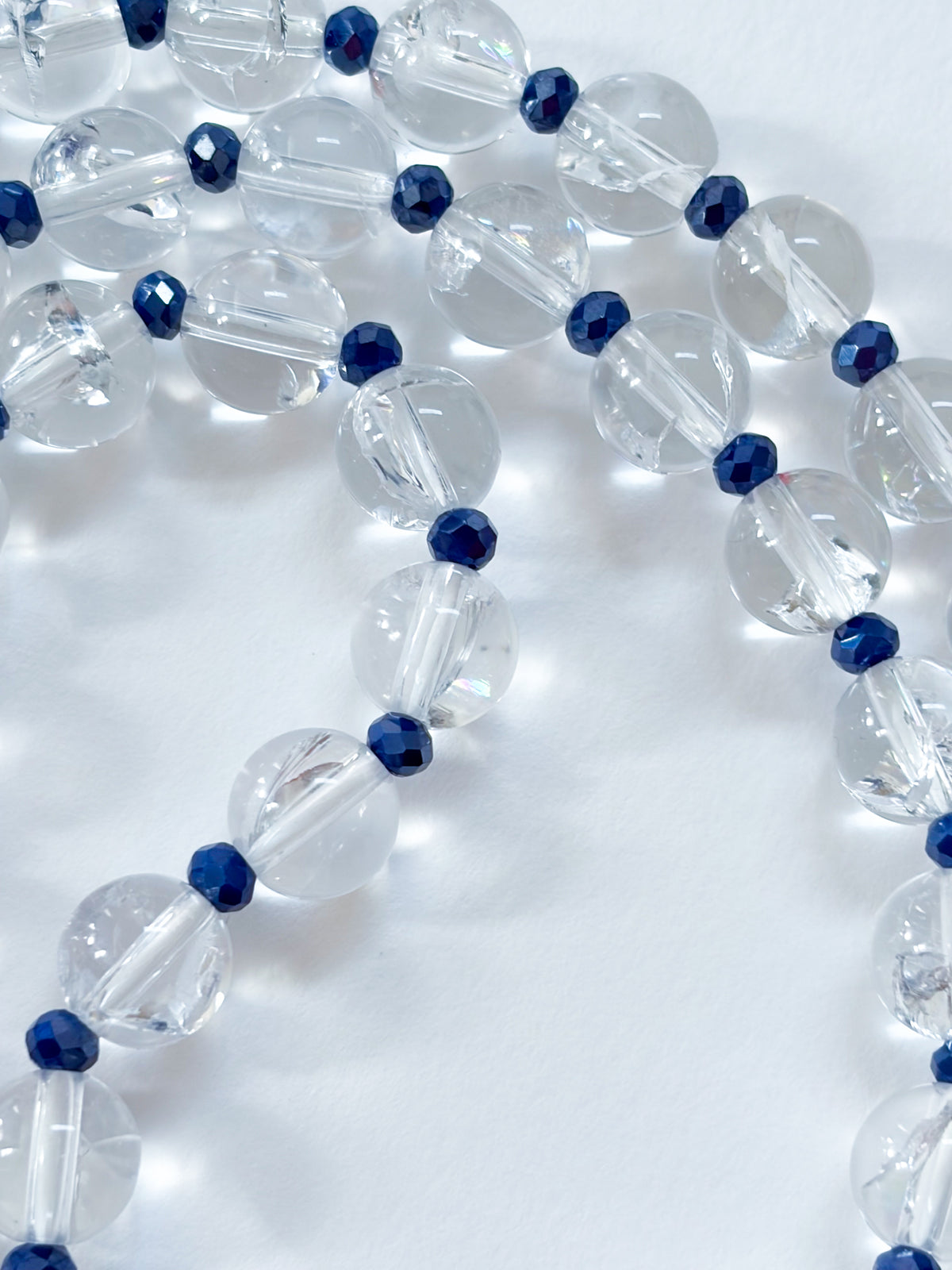 Rainbow Fish - clear Quartz beaded Necklace with toggle clasp