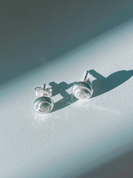 Recycled Silver Ammonite Stud Earrings