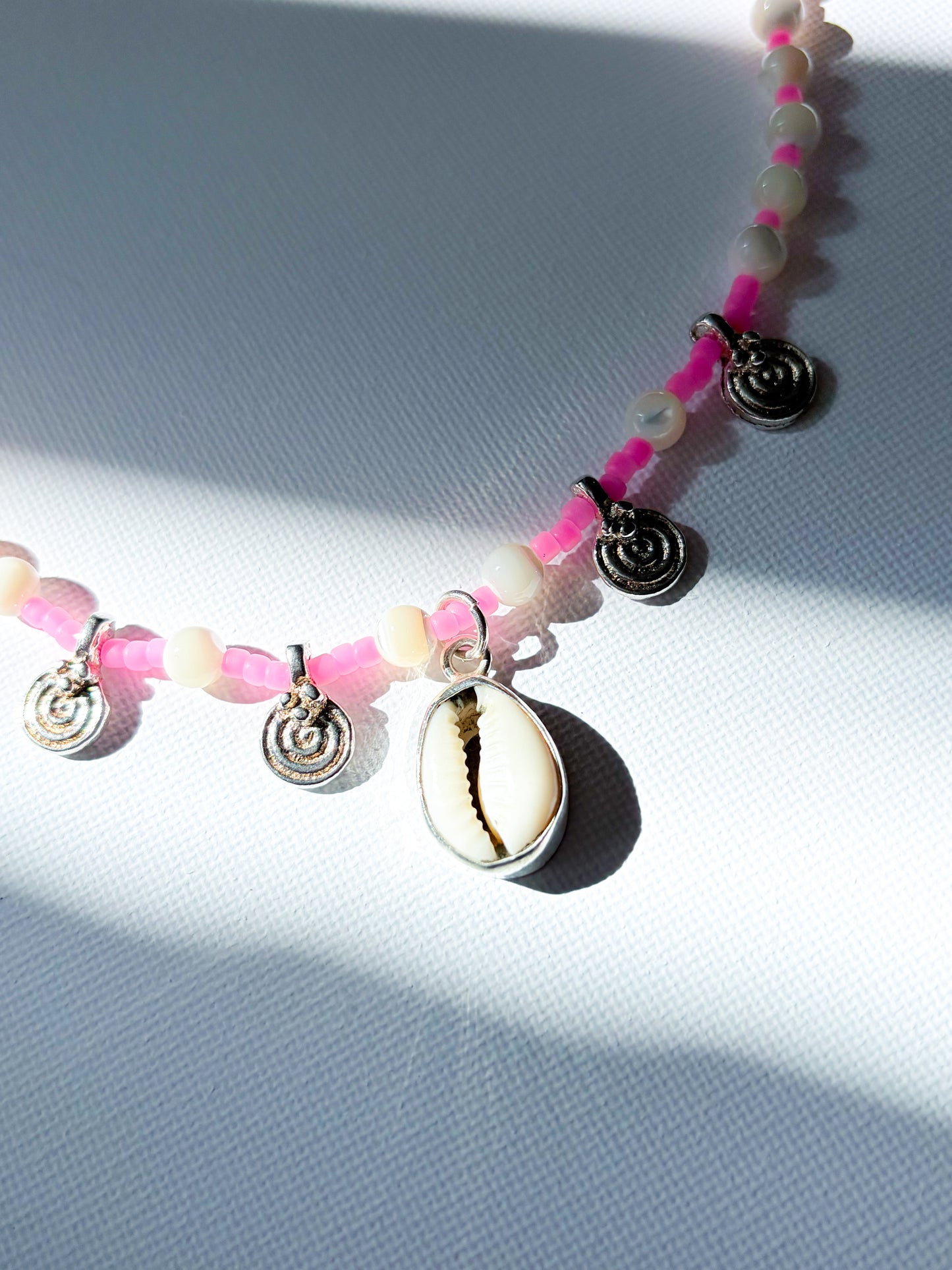 Pink Ocean - Cowrie & mother of pearl necklace