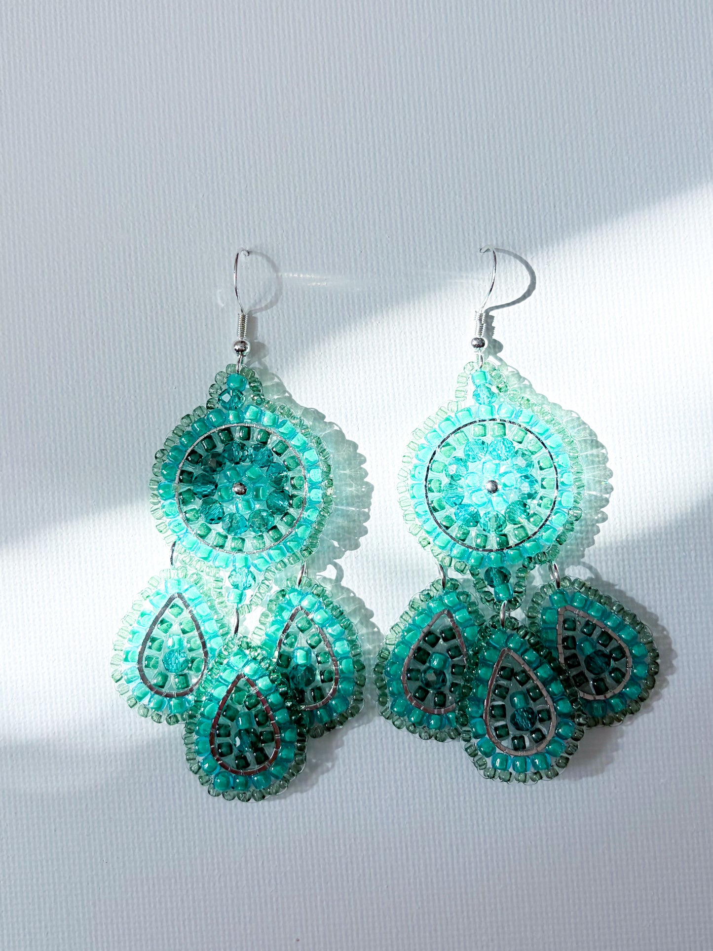 Peacock - beaded earrings