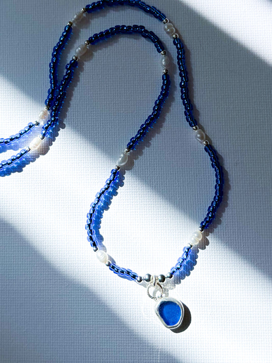 Blue Seaglass Necklace
