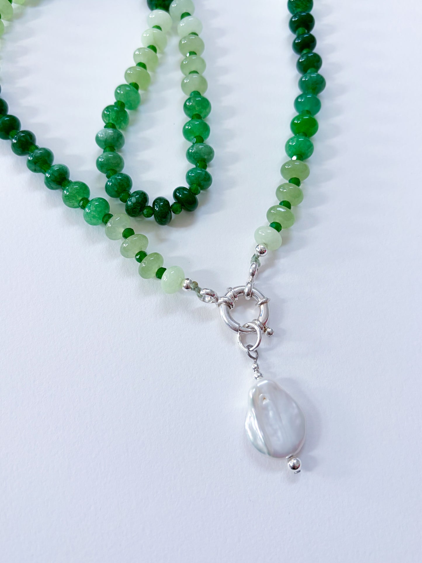 fern Pearl - beaded Crystal Necklace with Pearl Charm