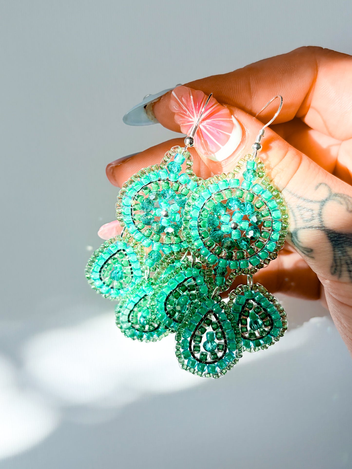 Peacock - beaded earrings